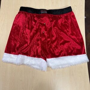 Men's Red Velvet Holiday Shorts with White Faux-Fur Trim